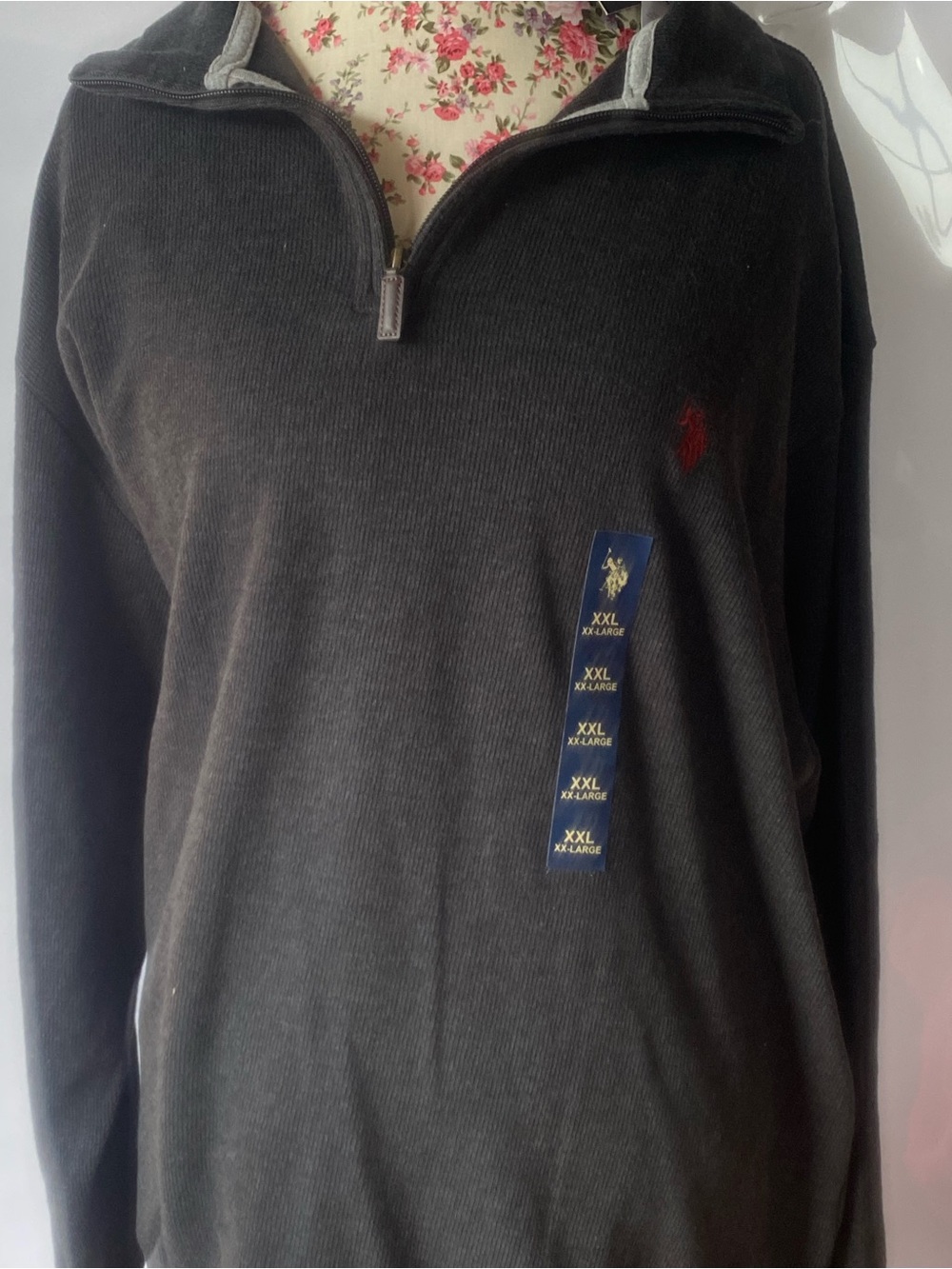 U.S. Polo Assn. Black Quarter-Zip Pullover with Red Embroidered Logo